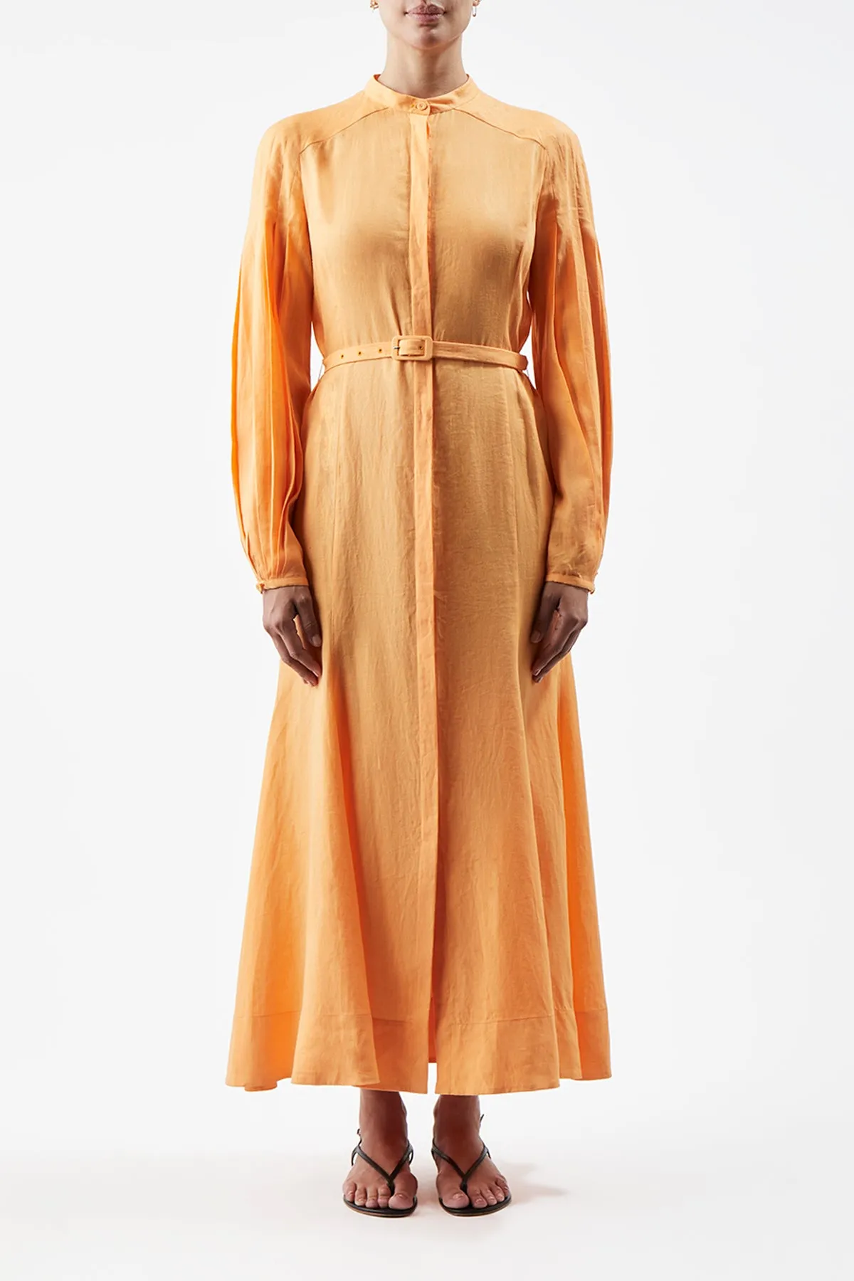 Velvet-Edge Work Vibes Lydia Maxi Dress with Slip in Fluorescent Orange Aloe Linen