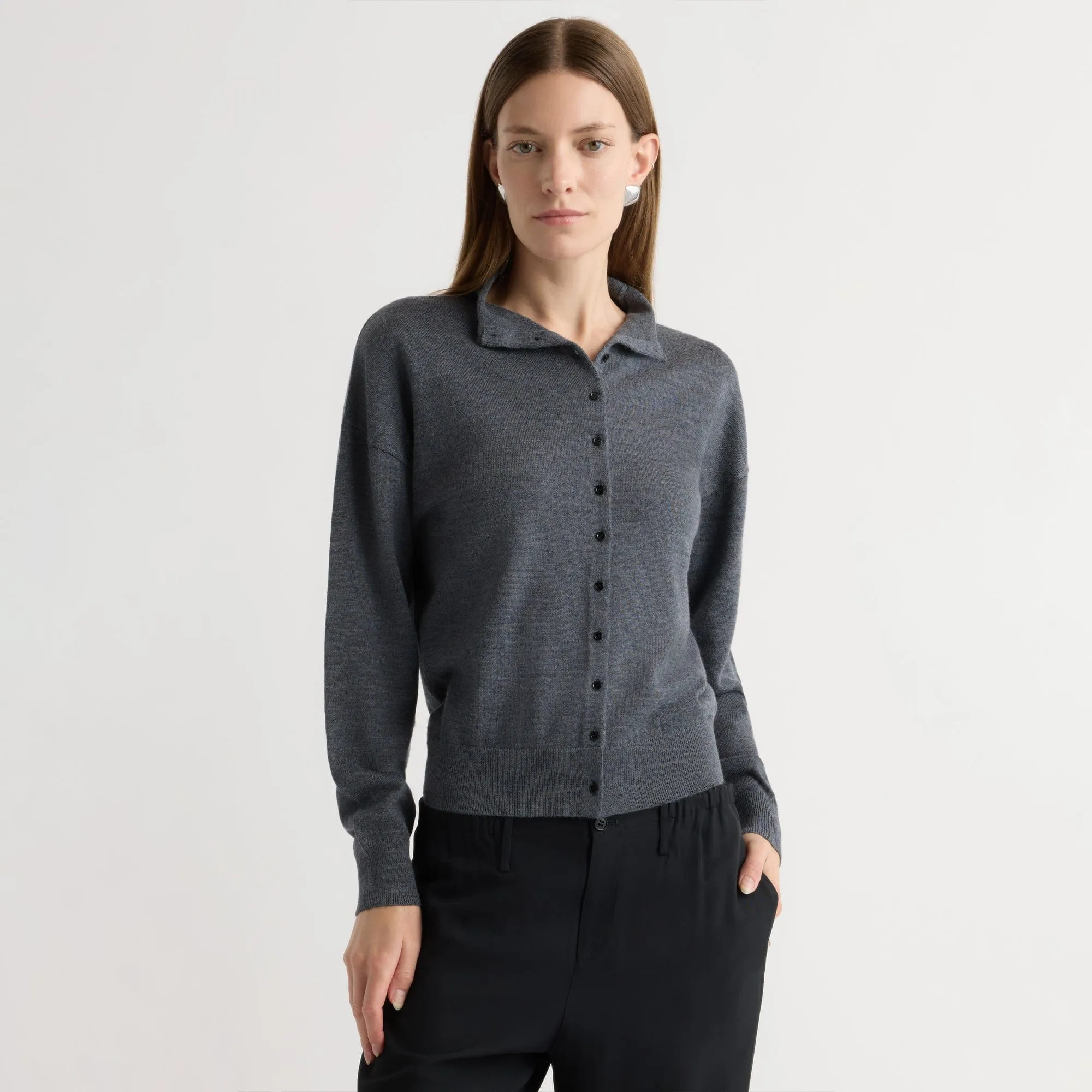 Charlee Lightweight Wool Button Cardigan Multi Layer Insulation Warm and Fashionable