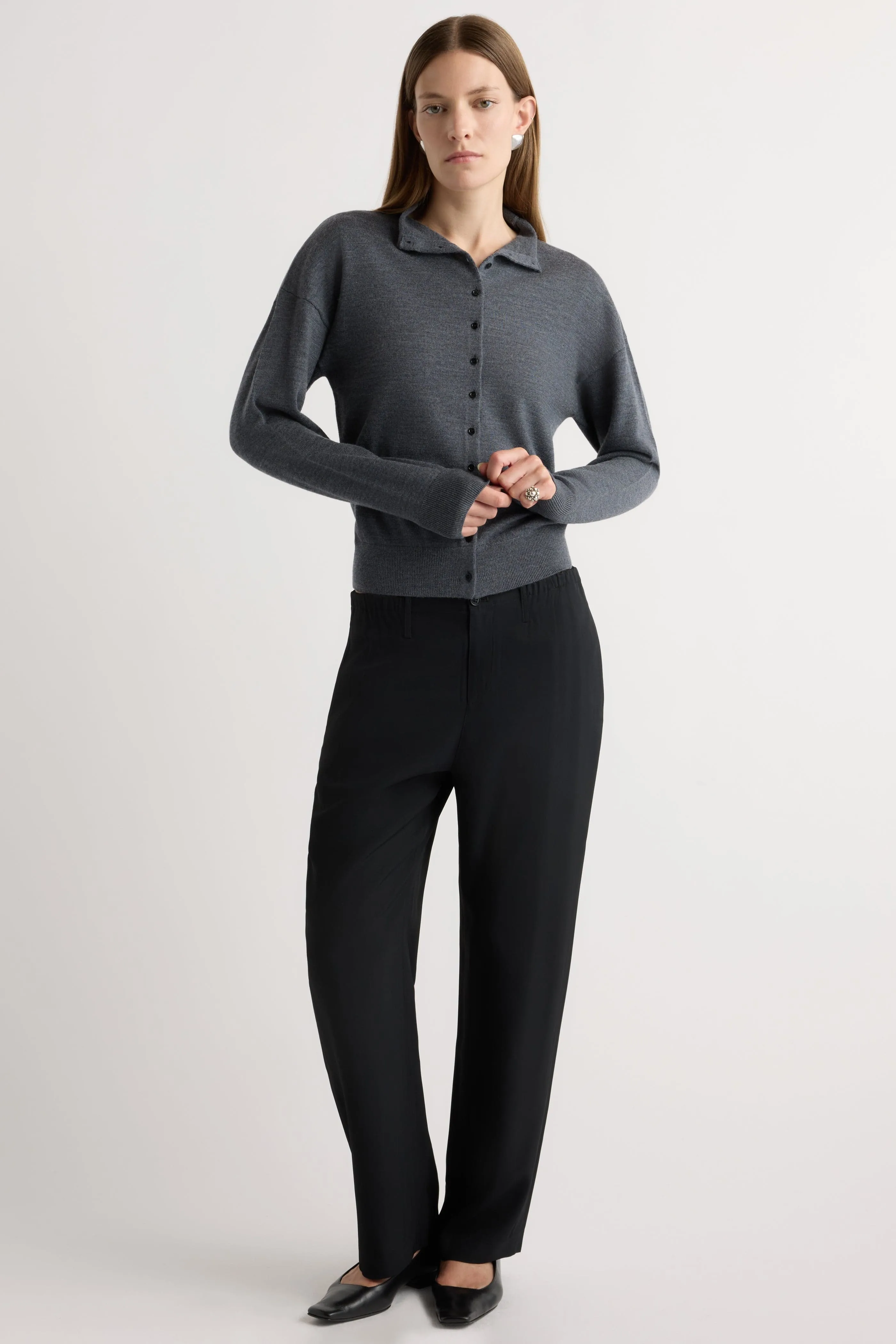 Charlee Lightweight Wool Button Cardigan Comfy Layered Wear Quick Wear