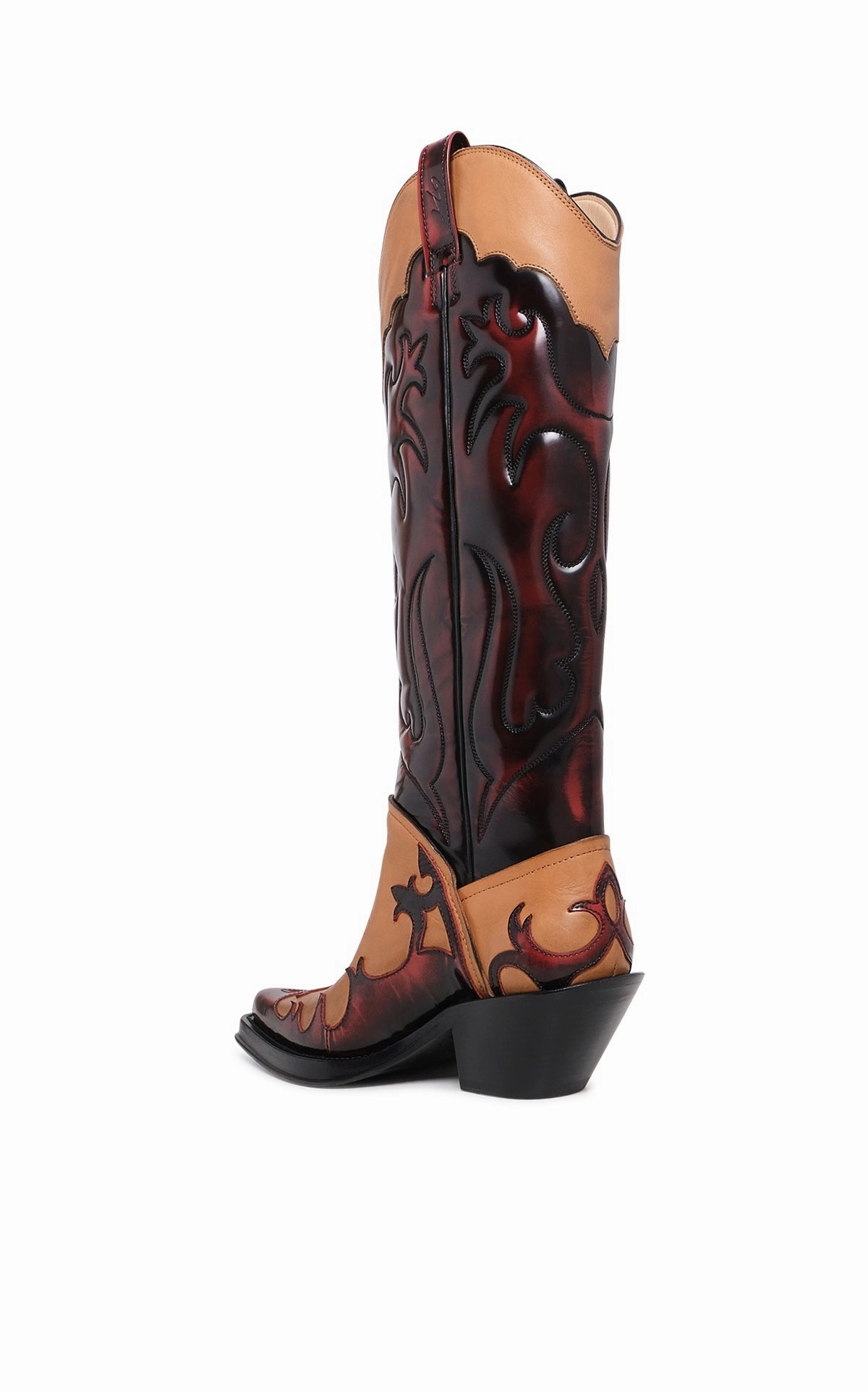 Seamless Comfort Adventure Seeker Reflective Safety Accents Capitana Cowboy Boot in Light Brown & Red Pearlized Leather