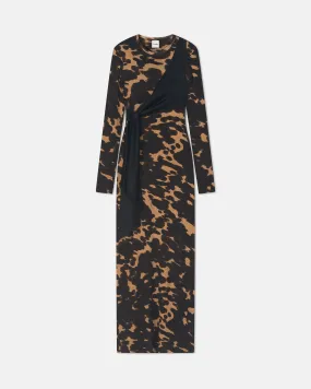 Happy Fit Casual Comfort Wear Yura - Mesh Jersey/Slip Satin Long Dress - Midnight Mocha Apricot/Black