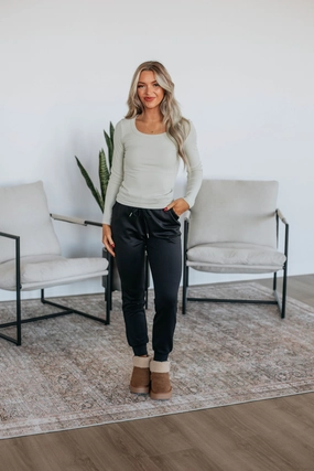 Zealand Lounge Joggers - Black AntiSlipWaistband Layered Style