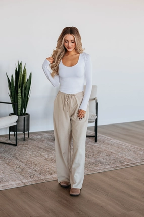 Tuned In Pants - Sand Tight Waist Essential Comfort